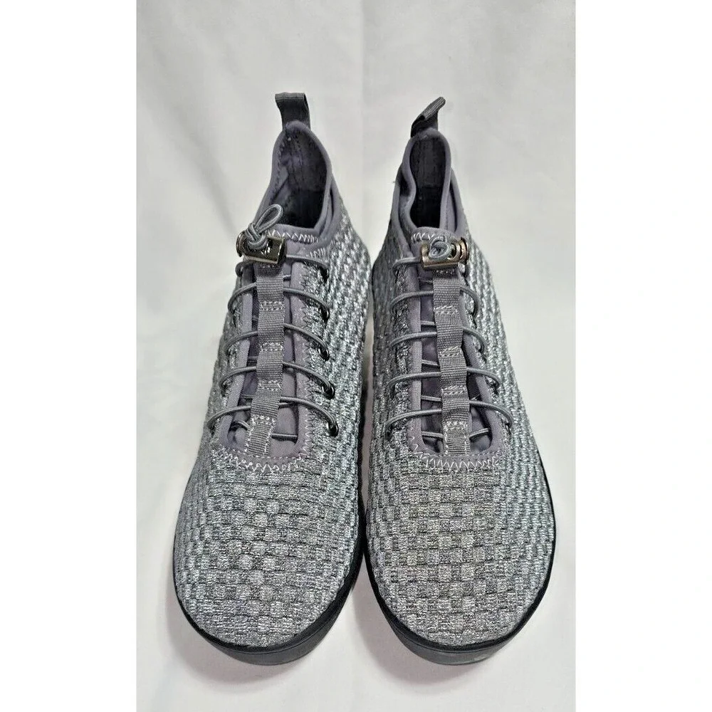 steve madden‎ silver metallic wedge heels womens size 11 adjustable shoes